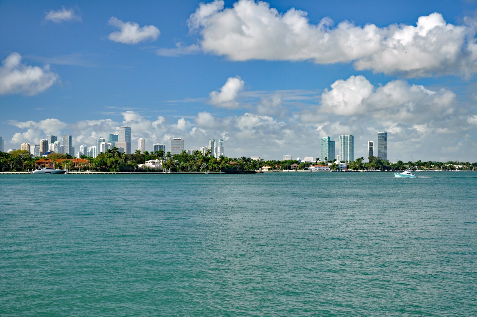 Miami skyline viewed from Biscayne Bay